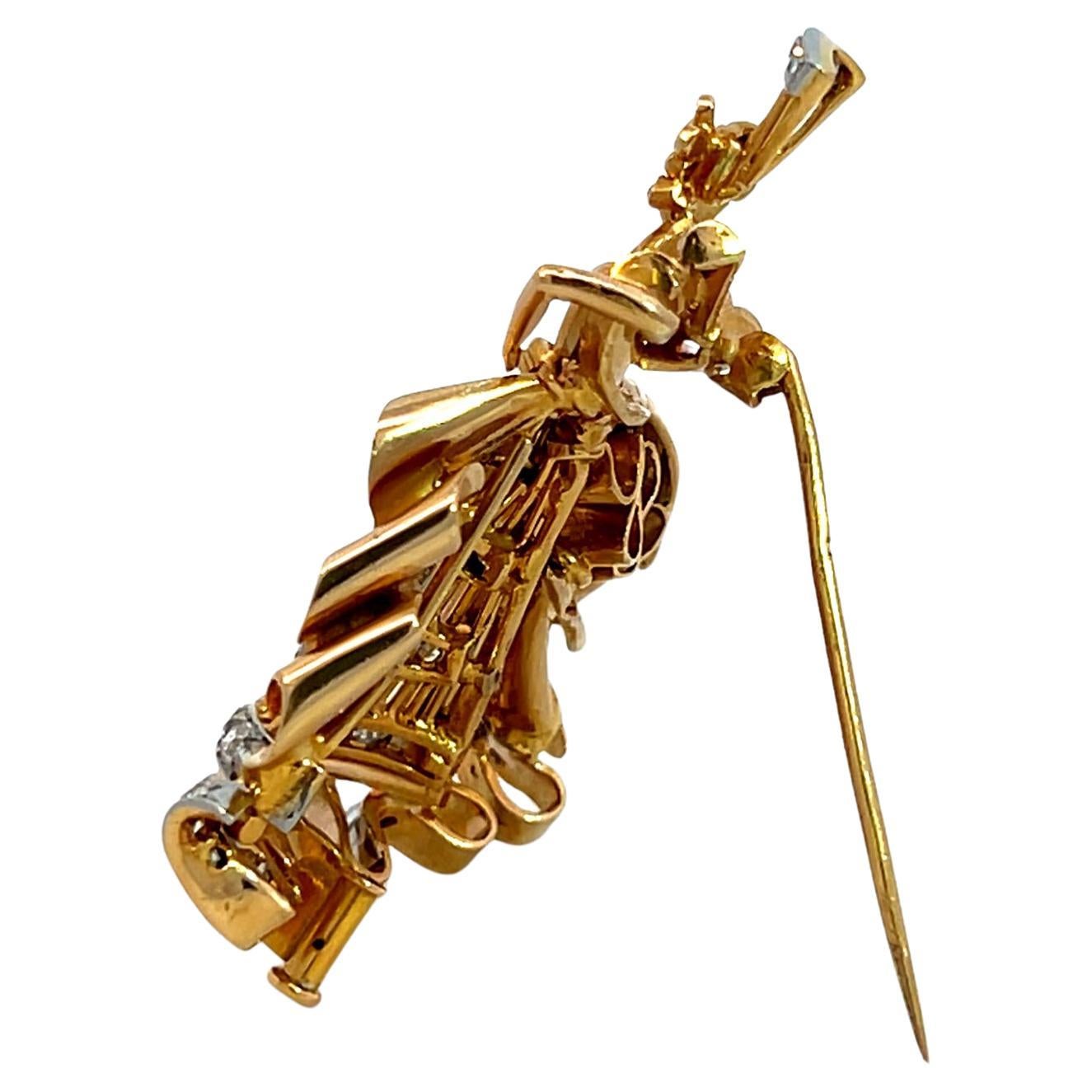 Vintage Retro Diamond Ruby Queen Brooch Pin For Sale 1