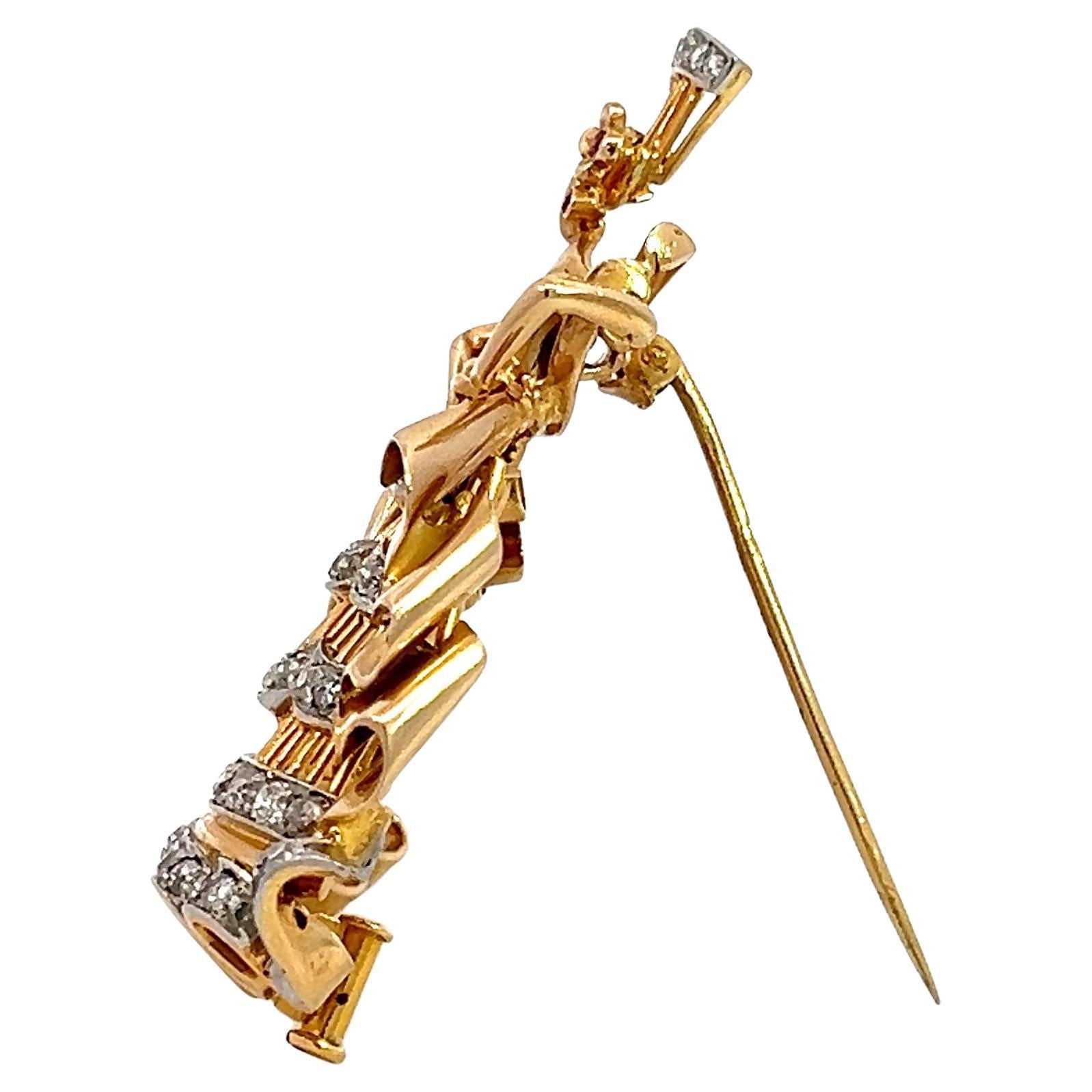 Vintage Retro Diamond Ruby Queen Brooch Pin For Sale 2