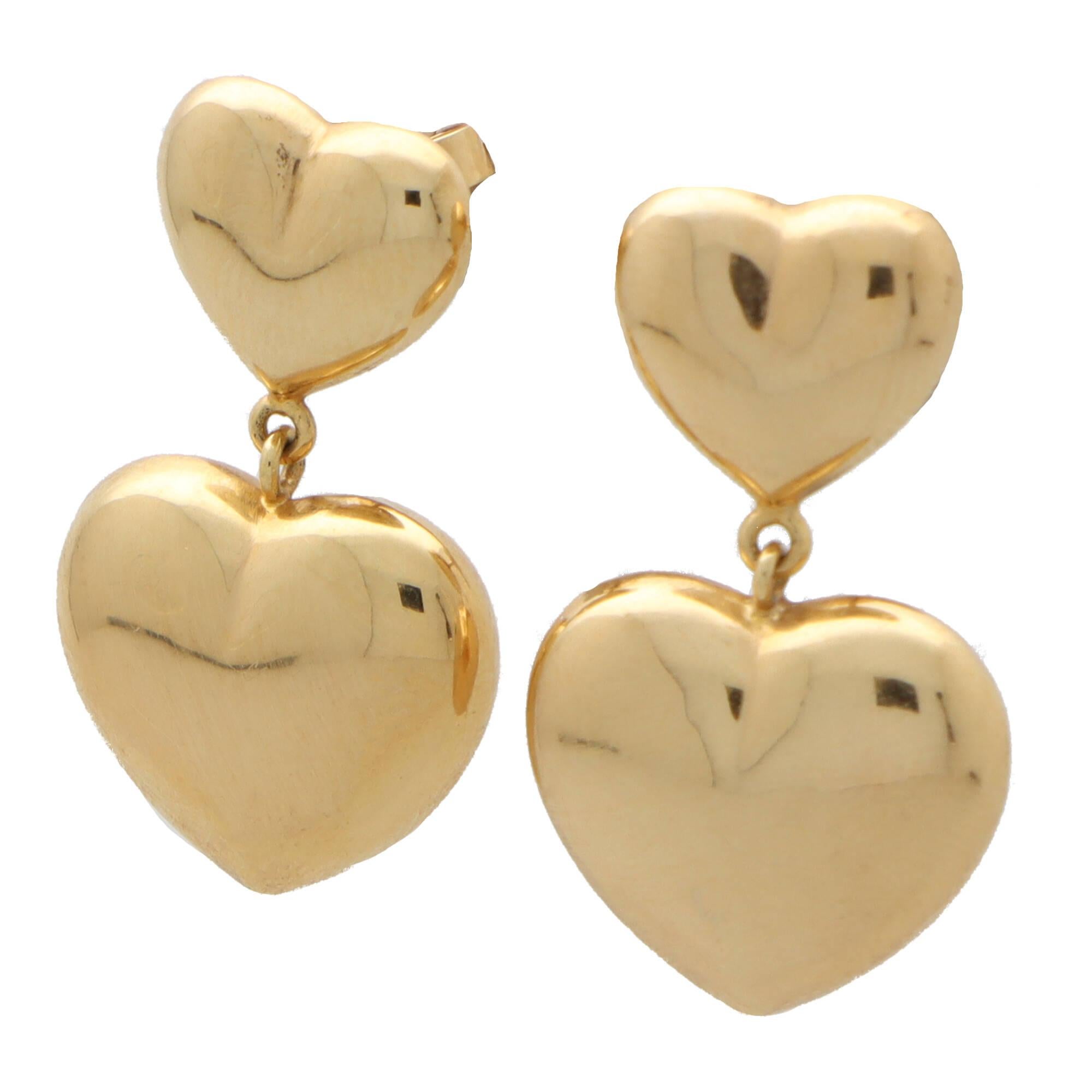 Vintage Retro Double Heart Earrings Set in 9k Rose Gold 1