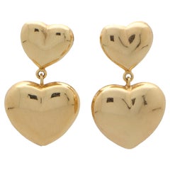 Vintage Retro Double Heart Earrings Set in 9k Rose Gold