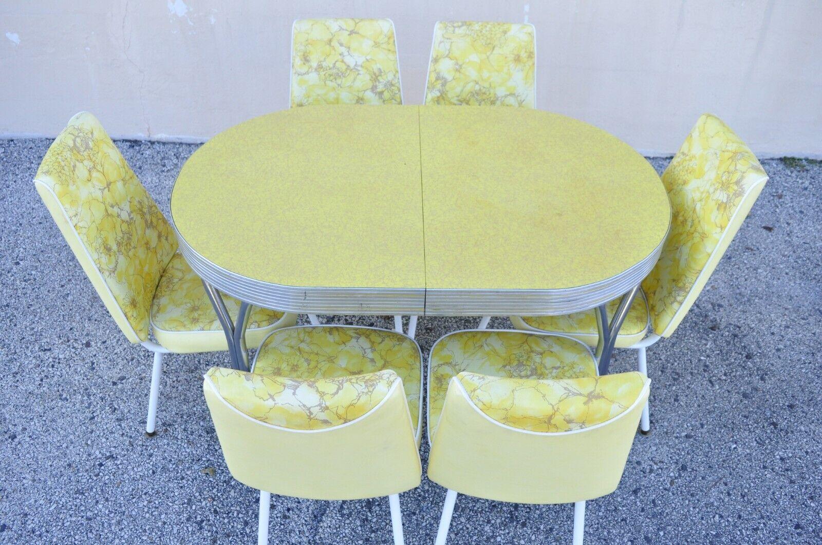 Vintage Retro Douglas Furniture Co Yellow Formica Kitchen Dinette Set, 7 Pc Set 4
