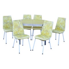 Vintage Retro Douglas Furniture Co Gelbes Formica-Keramik-Esszimmer-Set - 7 Teile