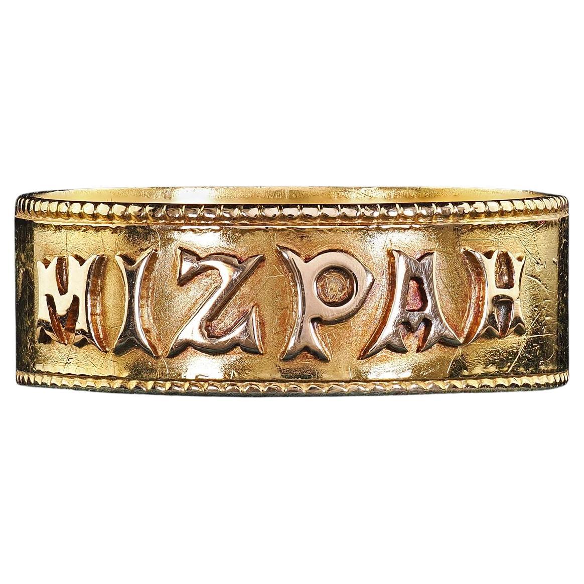 Vintage By, anello a fascia larga in oro giallo 18 carati Mizpah - misura 7 1/2