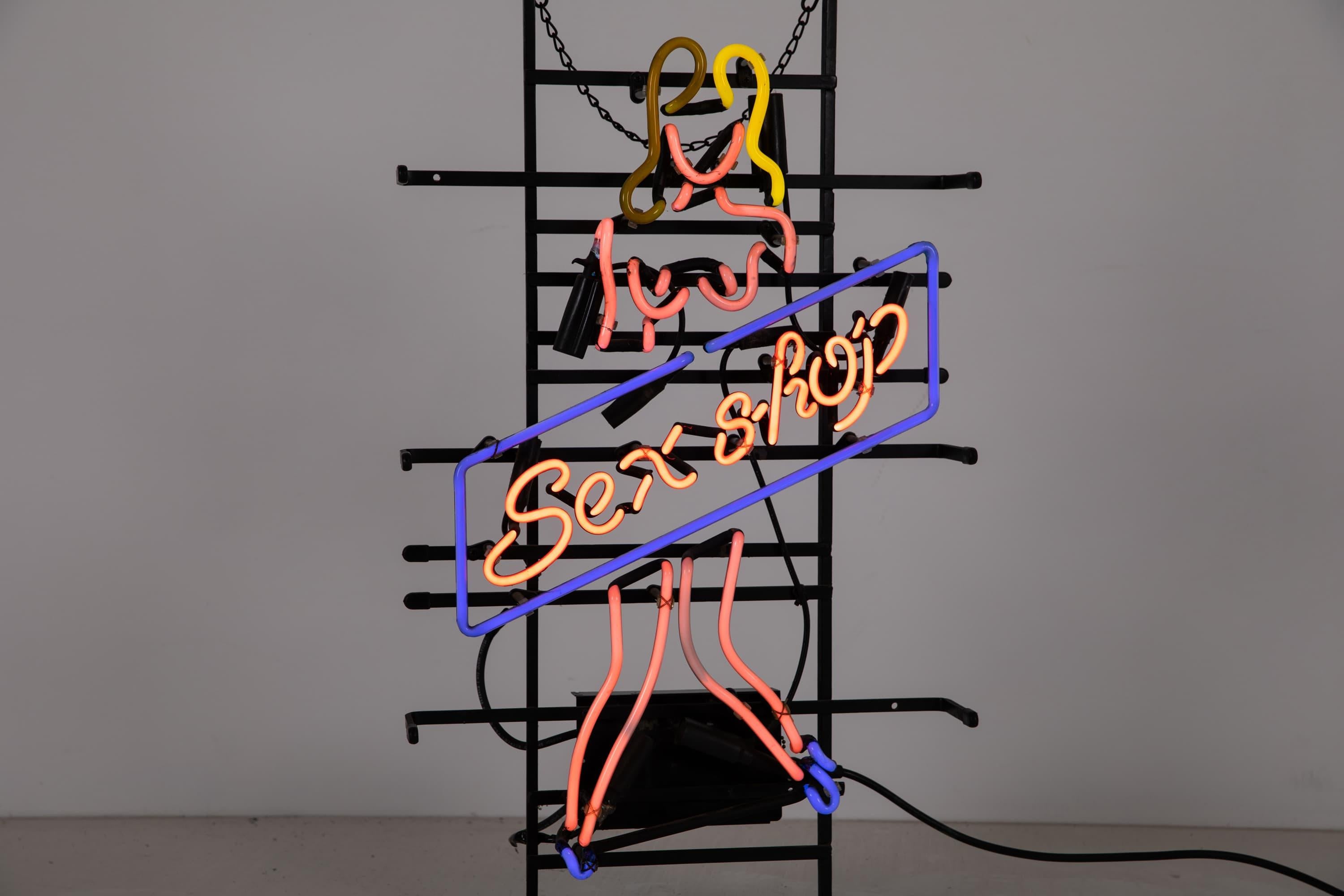 Vintage Retro English Sex Shop Neon Illuminated Display Sign, 20thC In Fair Condition In London, GB