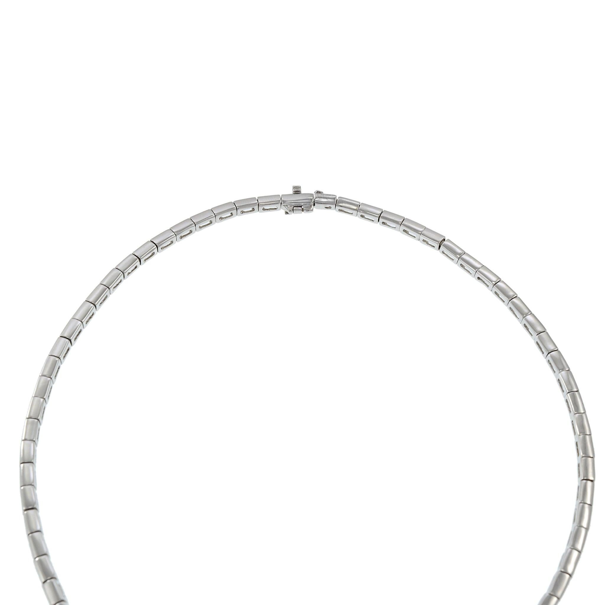 Vintage Retro Era 14KT White Gold Round Cut Diamond Link Necklace For Sale 1