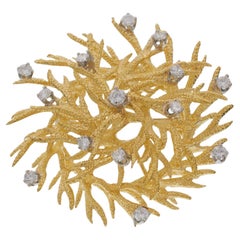 Vintage Retro Era 14KT Yellow Gold Diamond Nest Brooch – 0.75CTW