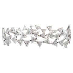 Vintage Retro Era 18KT White Gold Diamond Triangle Bracelet