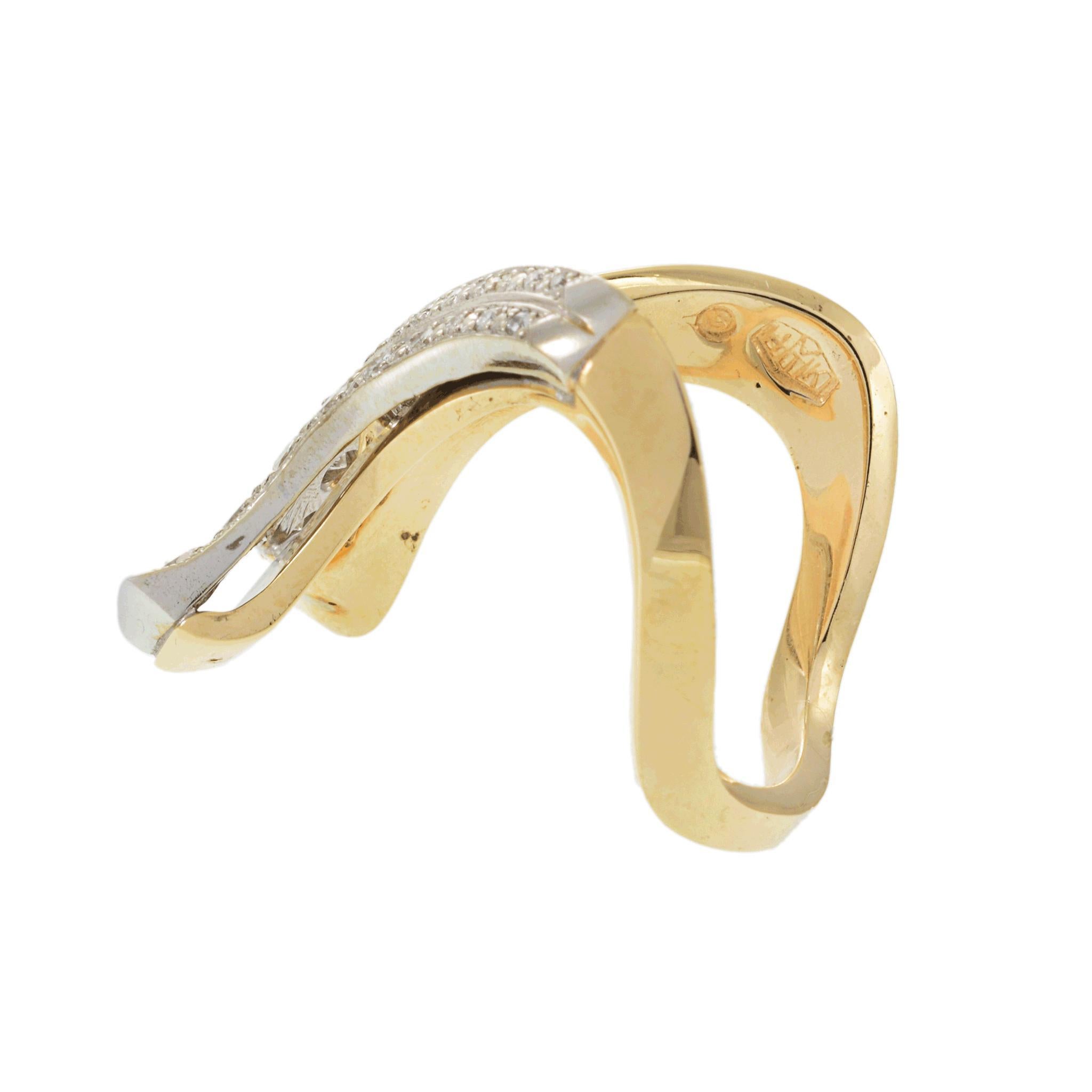 Rétro Vintage Retro Era Diamond Ribbon Ring en vente