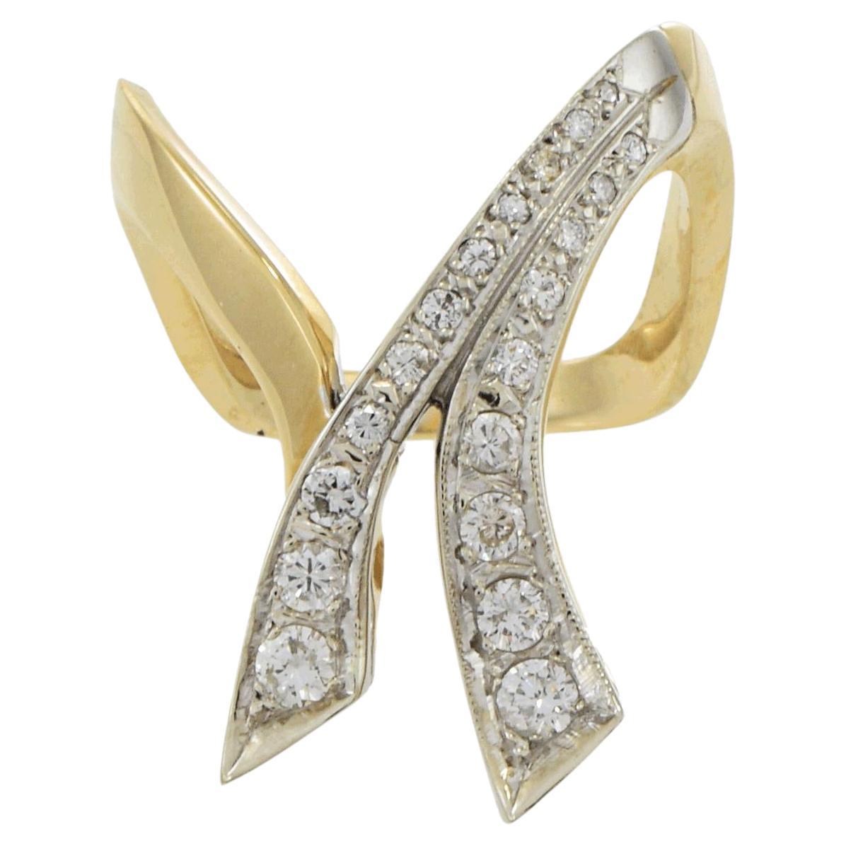 Vintage Retro Era Diamond Ribbon Ring