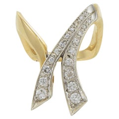 Vintage Retro Era Diamond Ribbon Ring