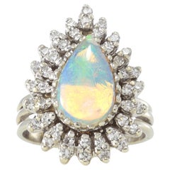 Vintage Retro Era Opal and Diamond Ring