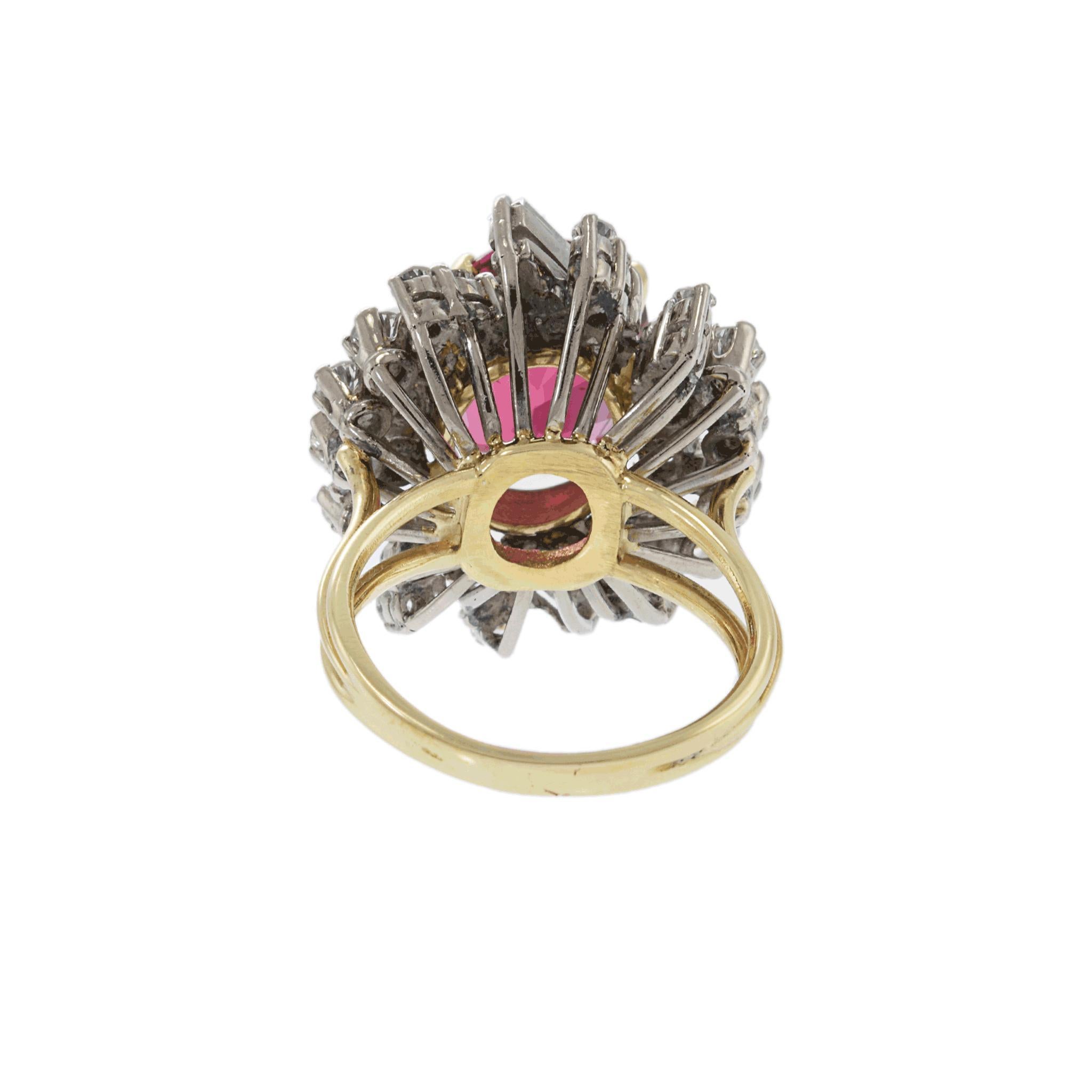 Anello vintage retrò con tormalina rosa e diamanti in vendita 2