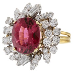 Vintage Retro-Ring aus rosa Turmalin und Diamanten aus der Retro-Ära