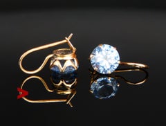 Pendientes Vintage Acabado Retro Espinela maciza Oro 14K / 2.32gr