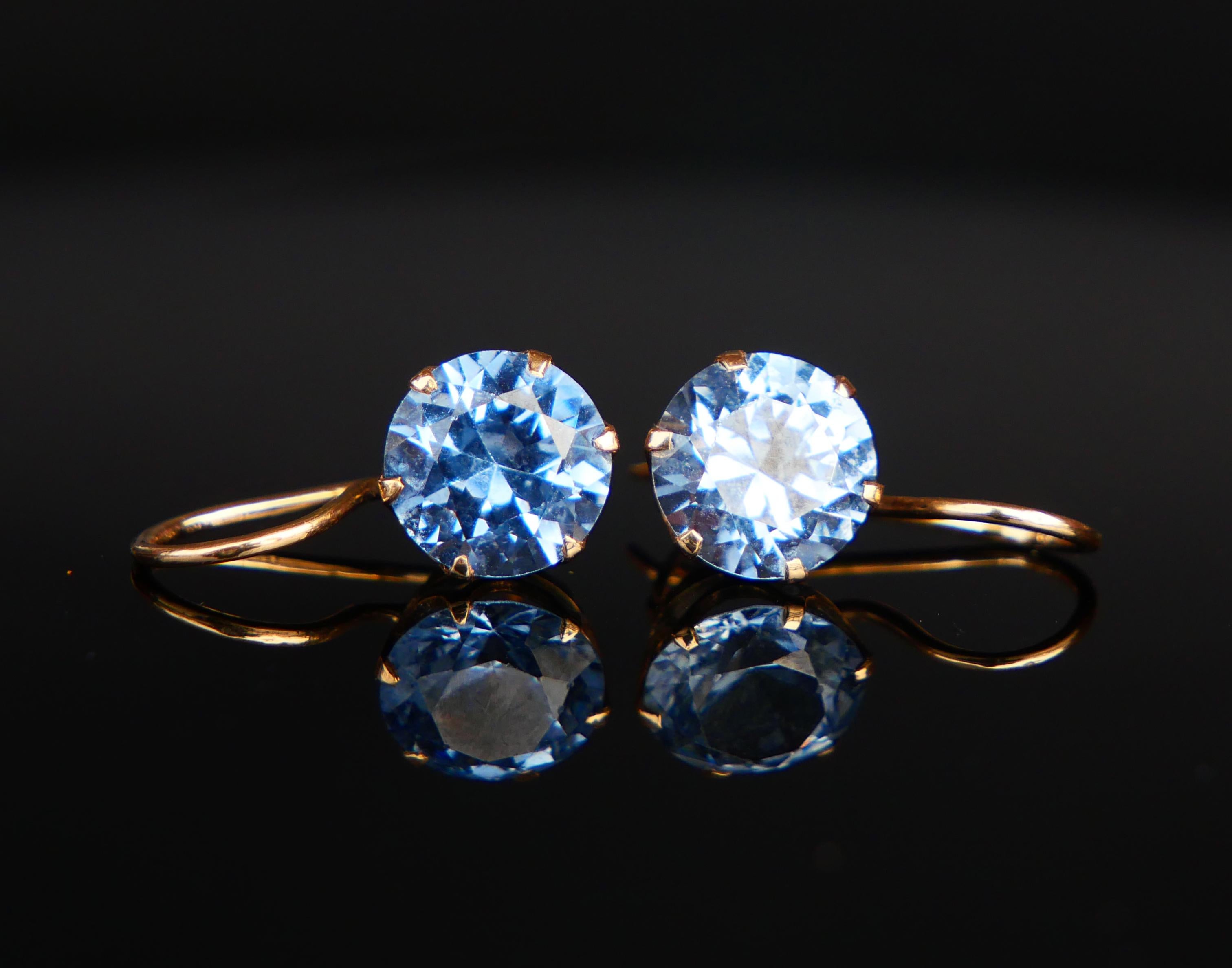 Brilliant Cut Vintage Retro Finish Earrings Spinel solid 14K Gold / 2.32gr For Sale