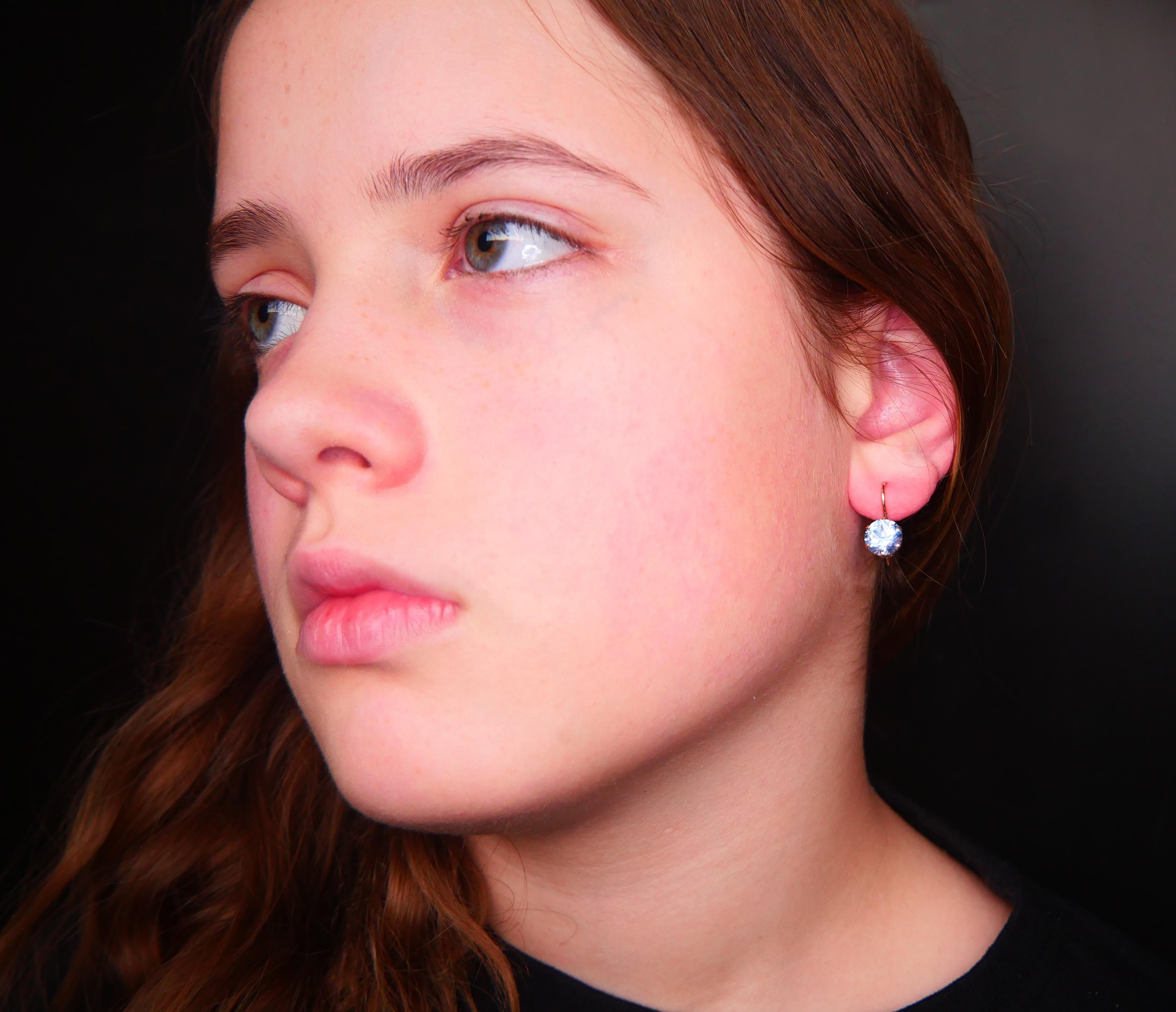 Vintage Retro Finish Earrings Spinel solid 14K Gold / 2.32gr For Sale 1