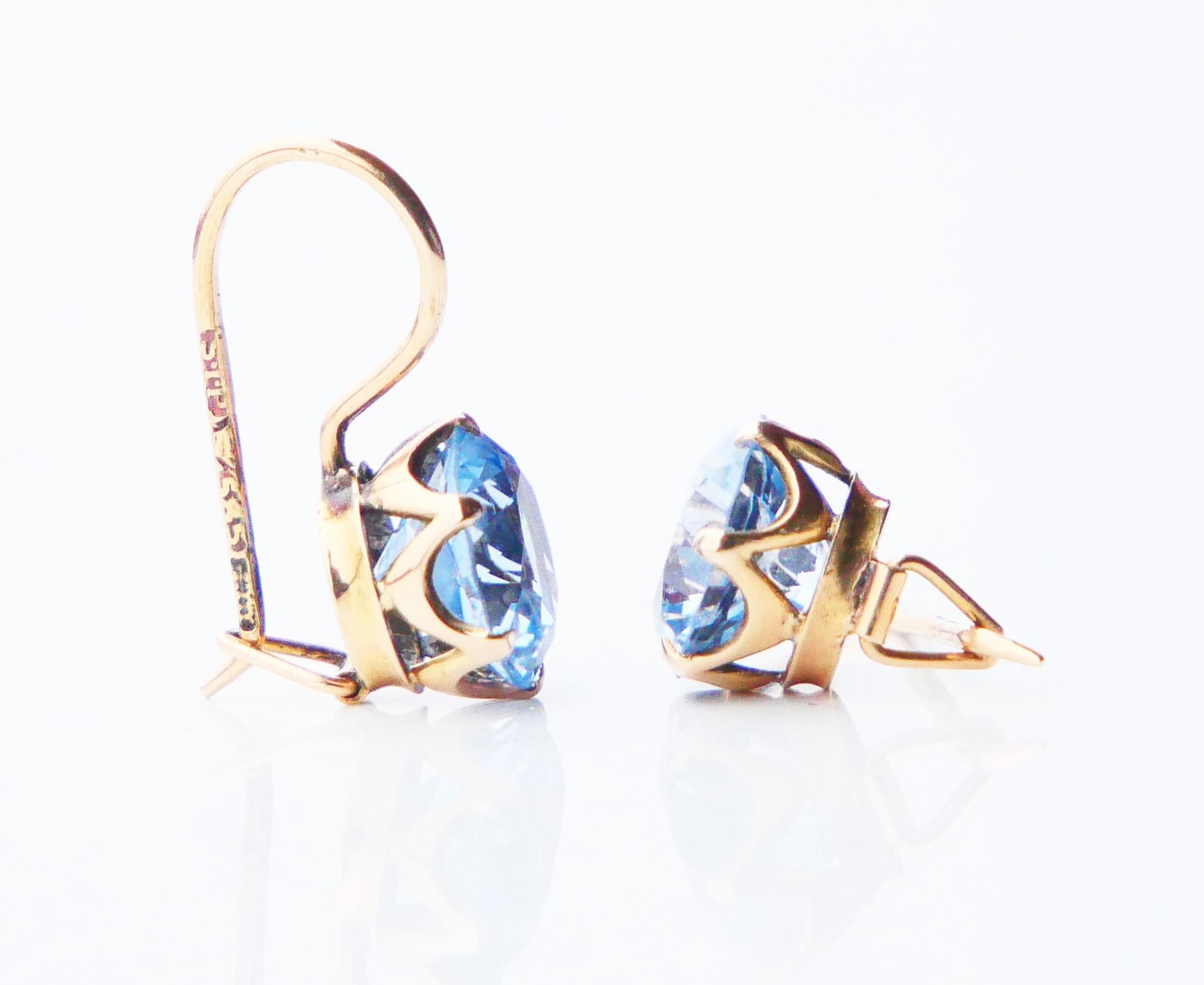 Vintage Retro Finish Earrings Spinel solid 14K Gold / 2.32gr For Sale 3
