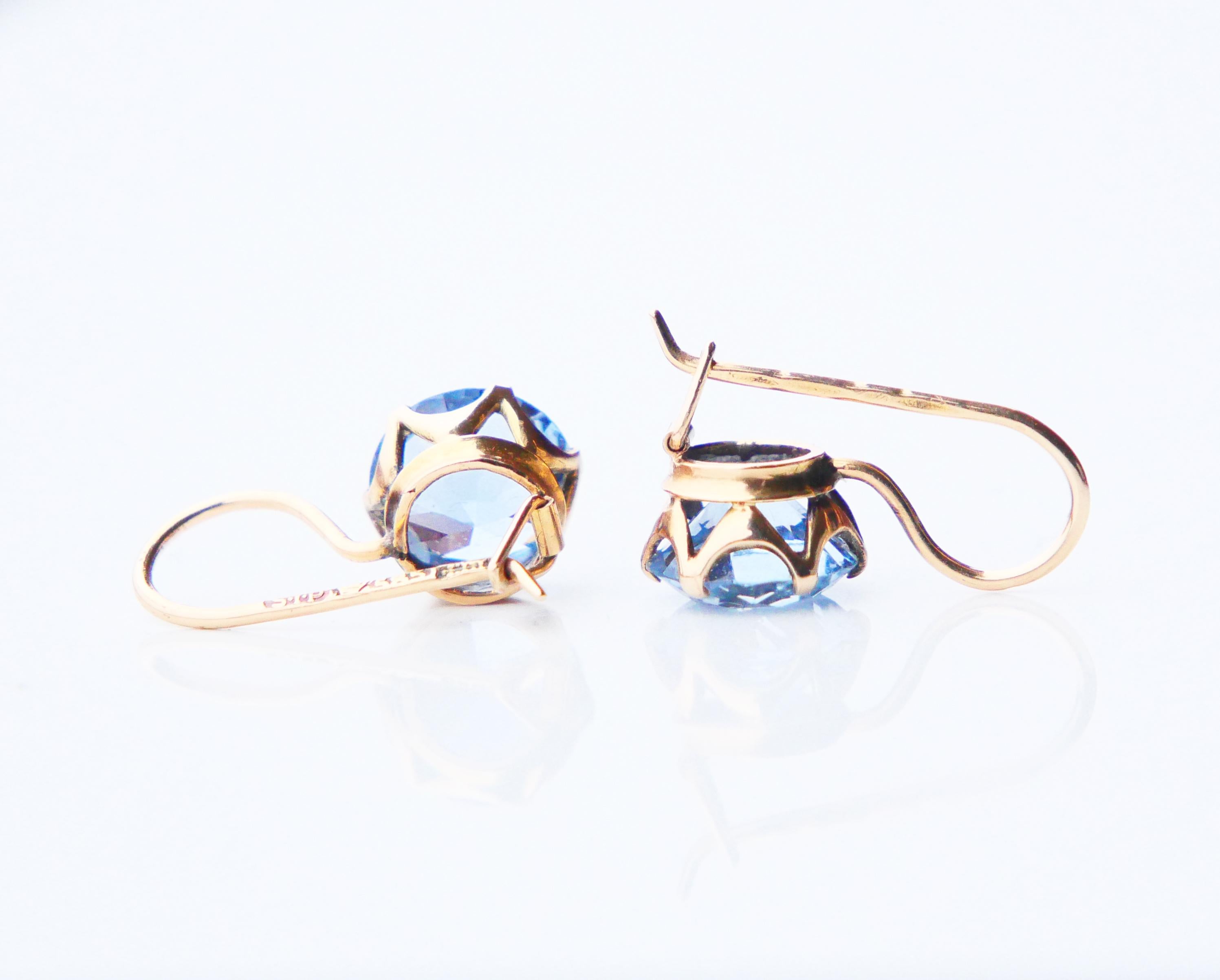Vintage Retro Finish Earrings Spinel solid 14K Gold / 2.32gr For Sale 4