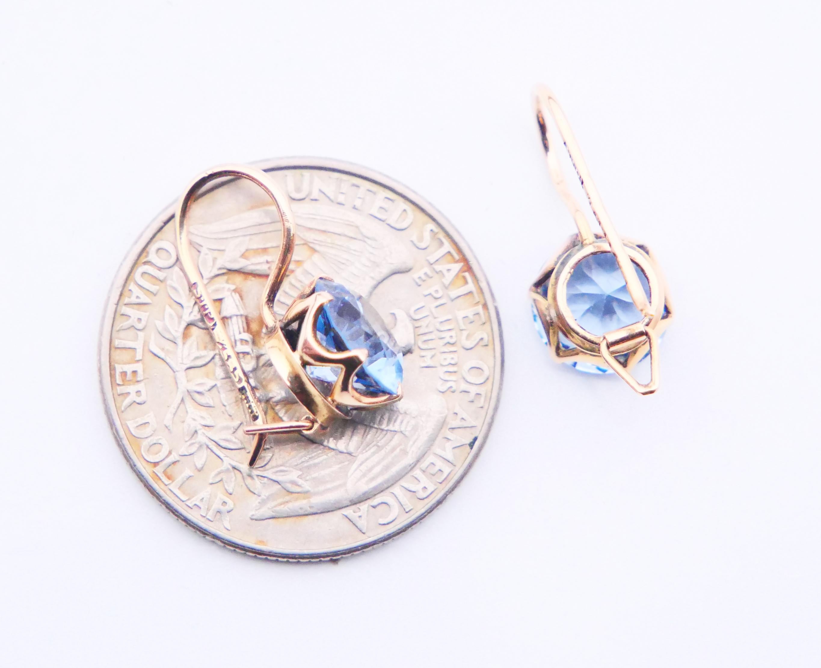 Vintage Retro Finish Earrings Spinel solid 14K Gold / 2.32gr For Sale 5