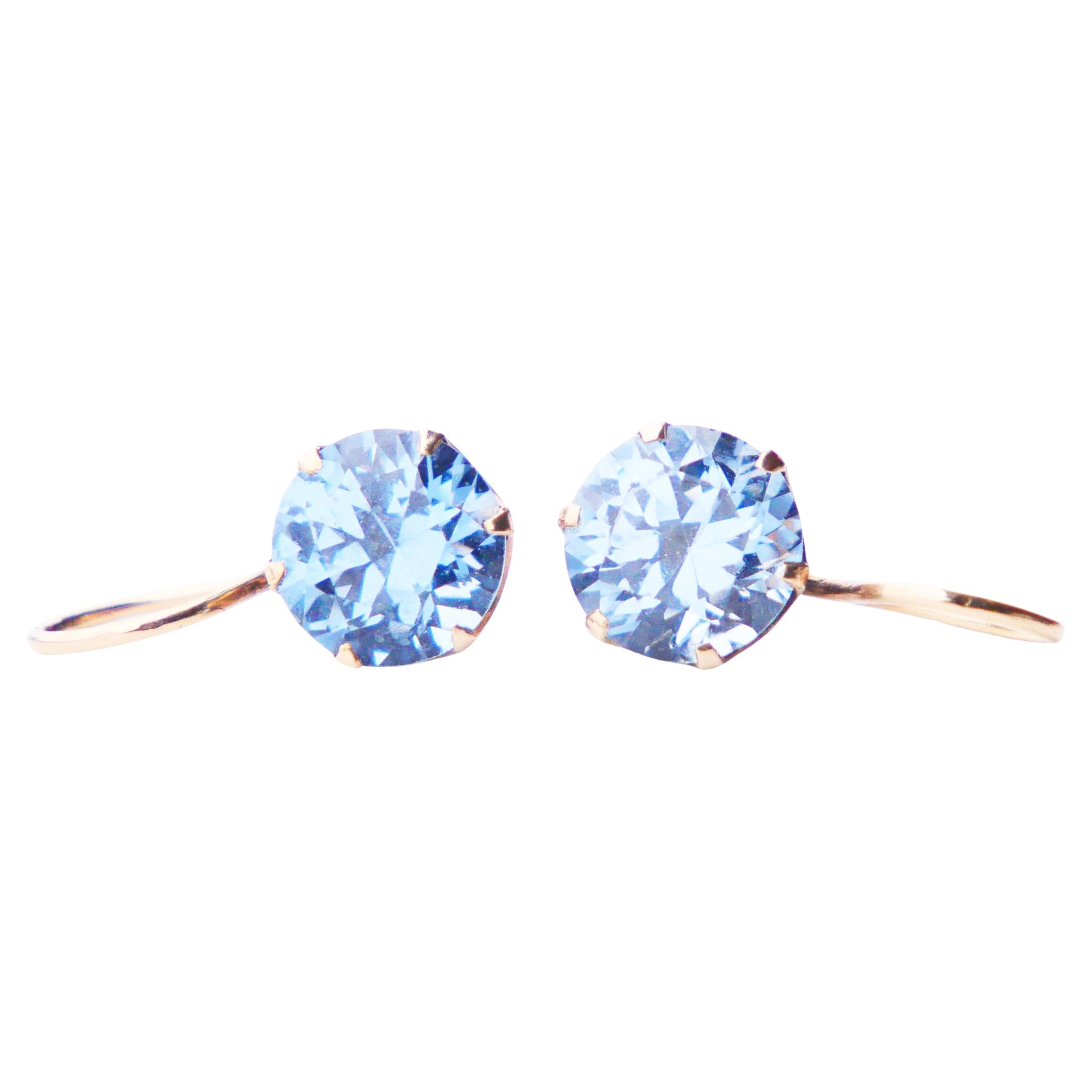 Vintage Retro Finish Earrings Spinel solid 14K Gold / 2.32gr For Sale
