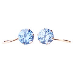 Vintage Retro Finish Earrings Spinel solid 14K Gold / 2.32gr