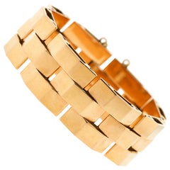 Vintage Retro French 18 Karat Rose Gold Tank Bracelet