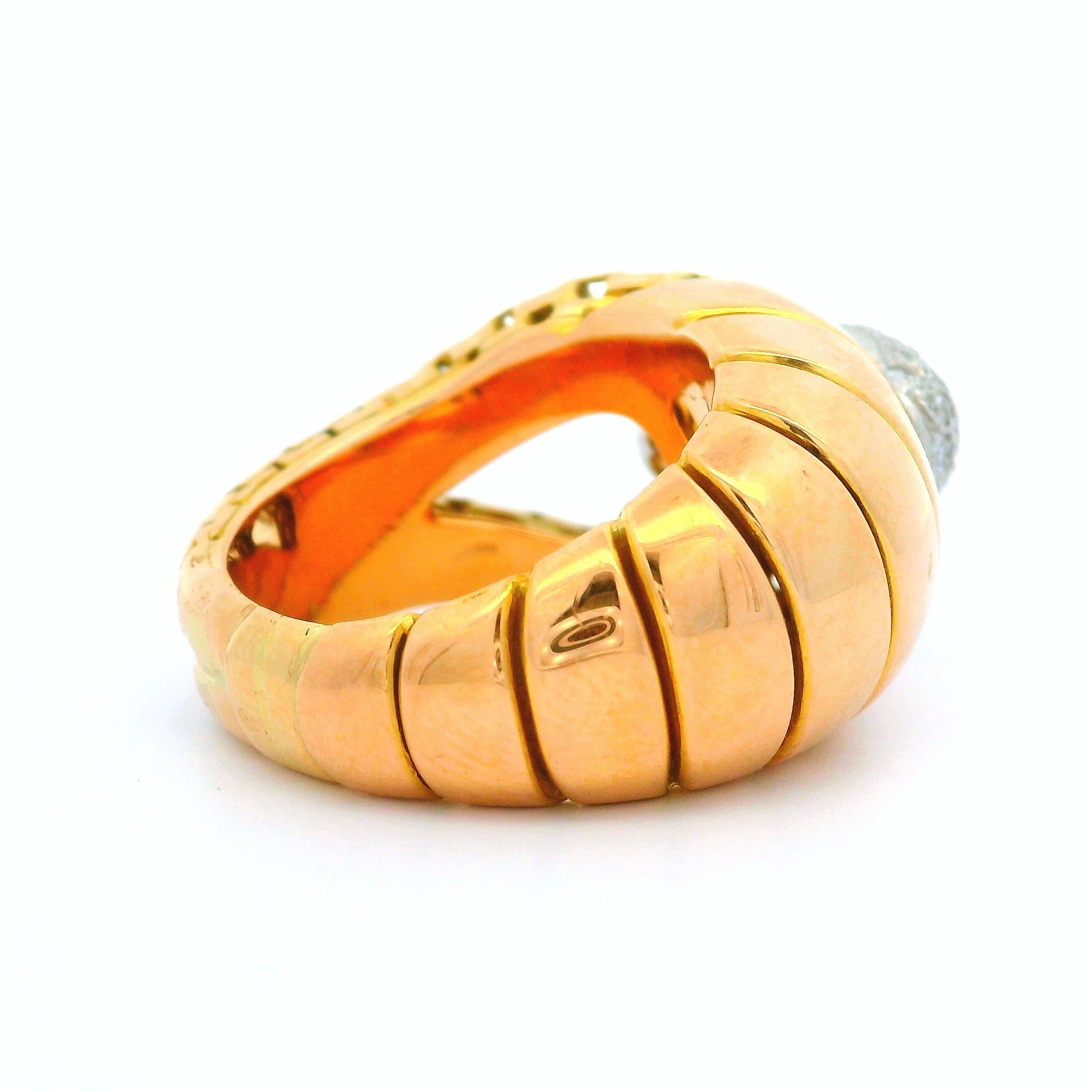 Women's Vintage Retro French 18k Gold & Platinum 0.75ctw Pave Diamond Wrap Ring Sz 6 For Sale
