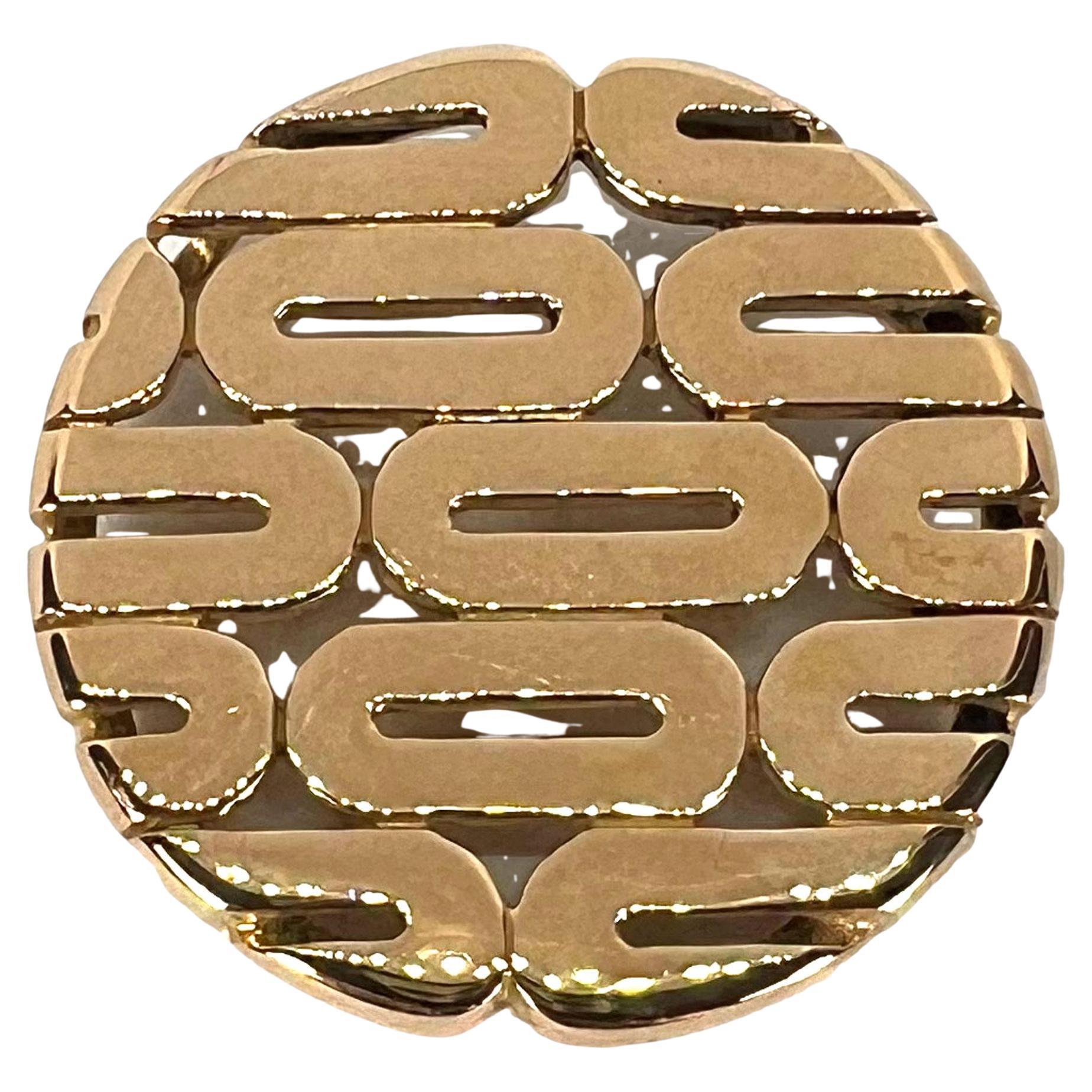 Vintage Retro Französisch Oval Motifs 18K Rose Gold Anhänger im Angebot