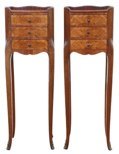 Vintage Retro French Pair of Marquetry / Parquetry Bedside Tables – 20th Century