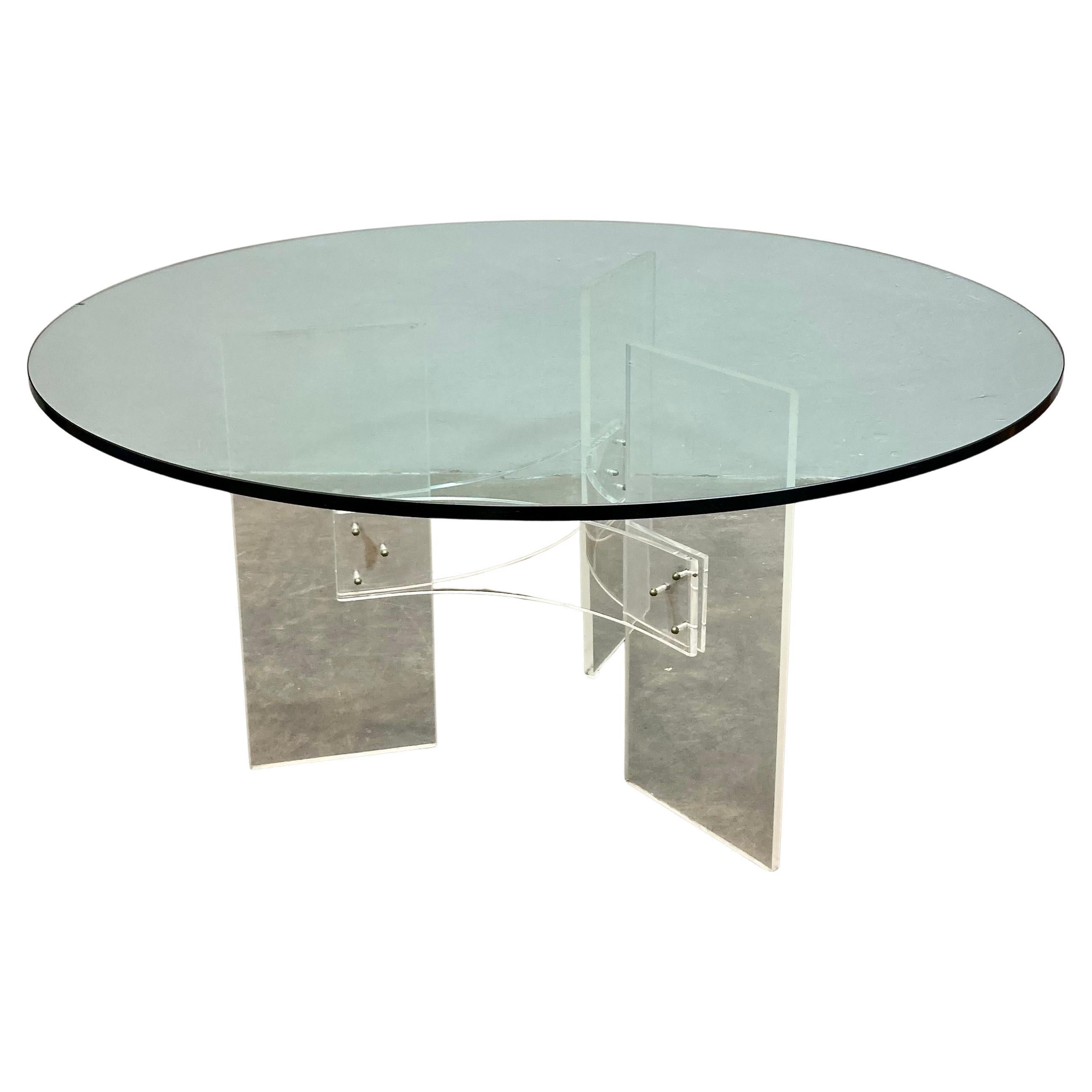 Vintage Retro Futuristic Lucite and Glass Dining Table