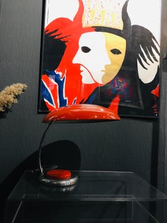 Vintage-/Retro-Schreibtischlampe im deutschen Design in Chrom/orange, 1970er Jahre ( VEB NARVA)