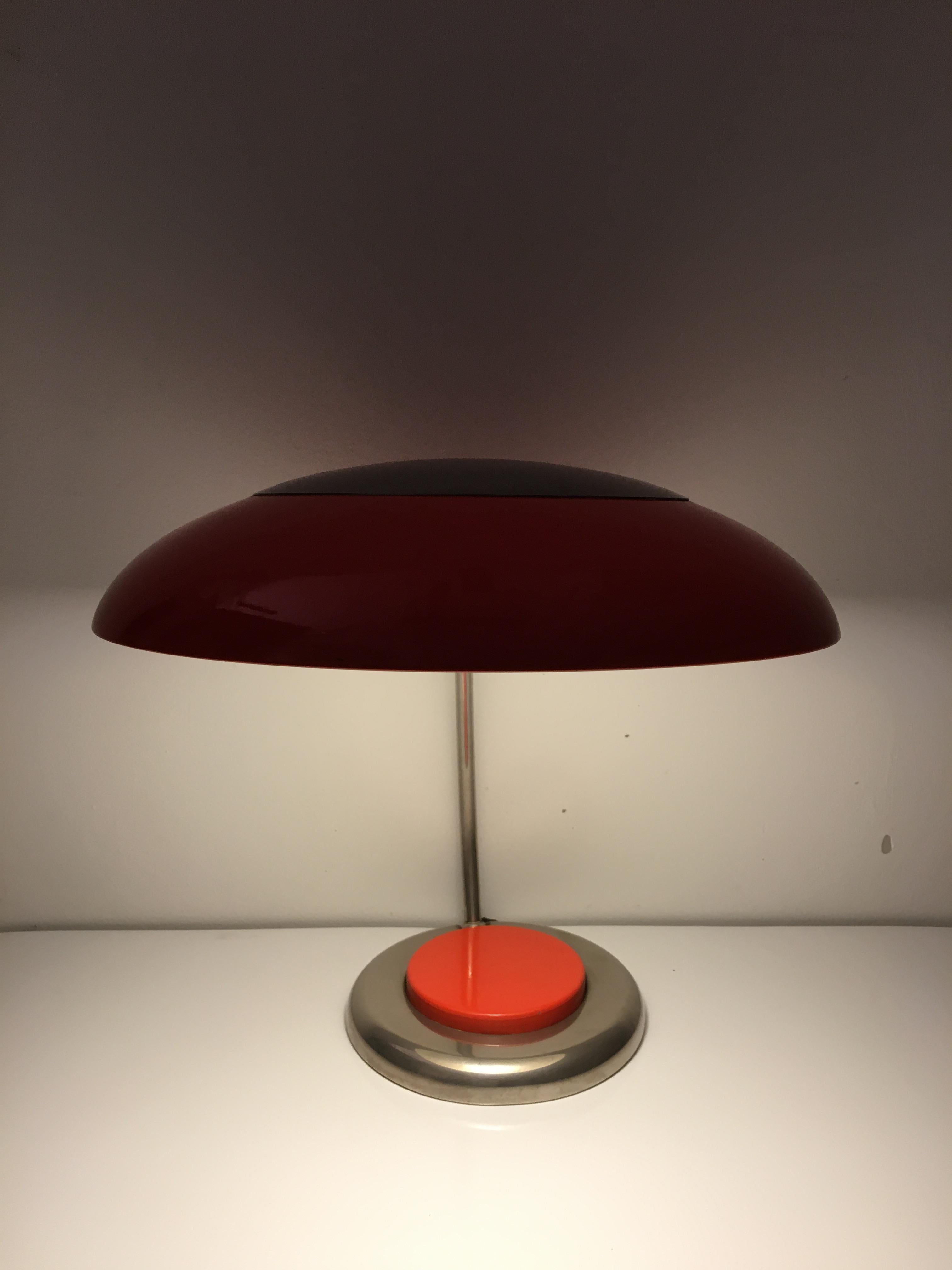 Vintage / Retro German Design Chrome/Orange Desk Lamp, 1970s 'VEB Narva' In Good Condition For Sale In Budapest, HU