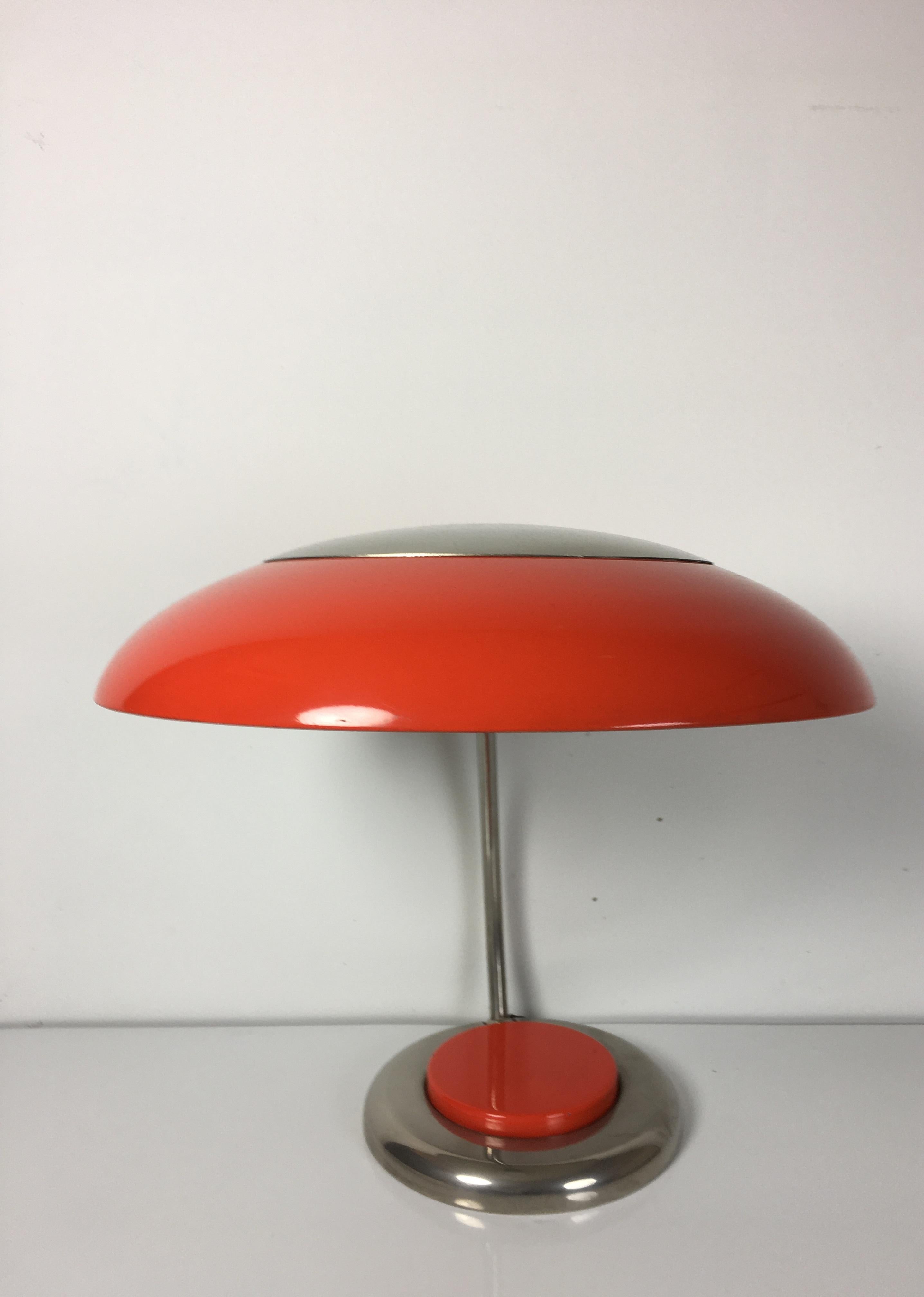 Late 20th Century Vintage / Retro German Design Chrome/Orange Desk Lamp, 1970s 'VEB Narva' For Sale