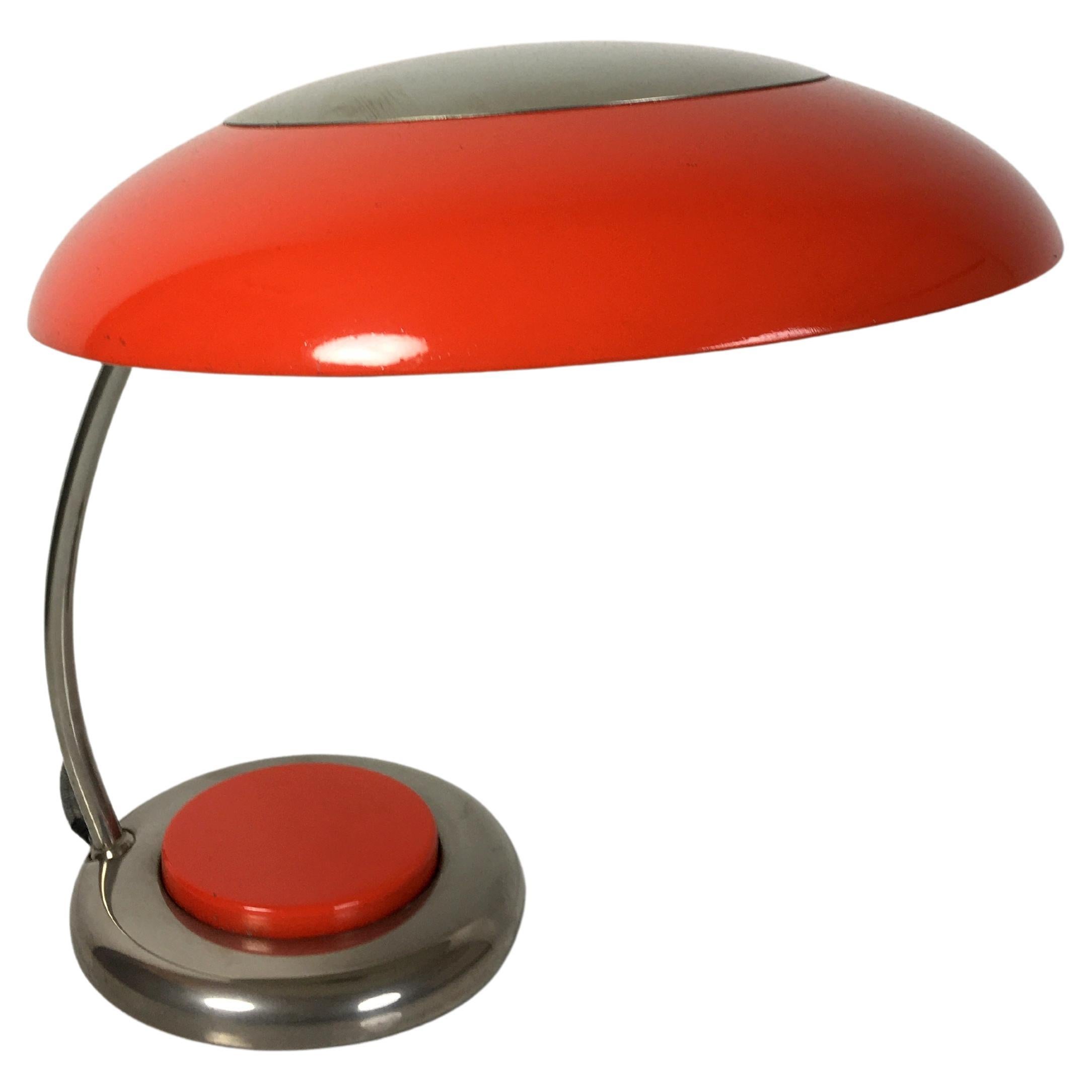 Vintage / Retro German Design Chrome/Orange Desk Lamp, 1970s 'VEB Narva' For Sale