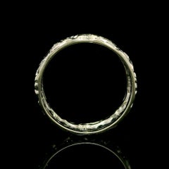 Vintage Retro Gold Diamond Floral & Bells Open Work Center Faceted Edges Band