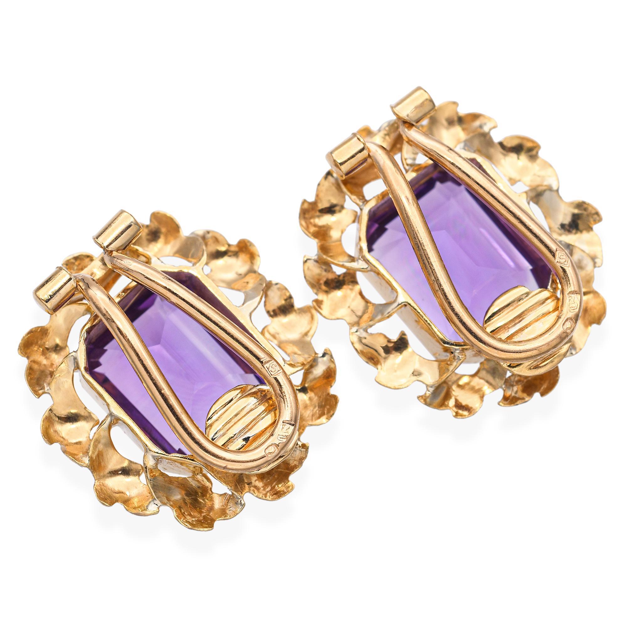 Vintage Retro H. Stern 18k Gelbgold Amethystkranz-Ohrringe Damen im Angebot