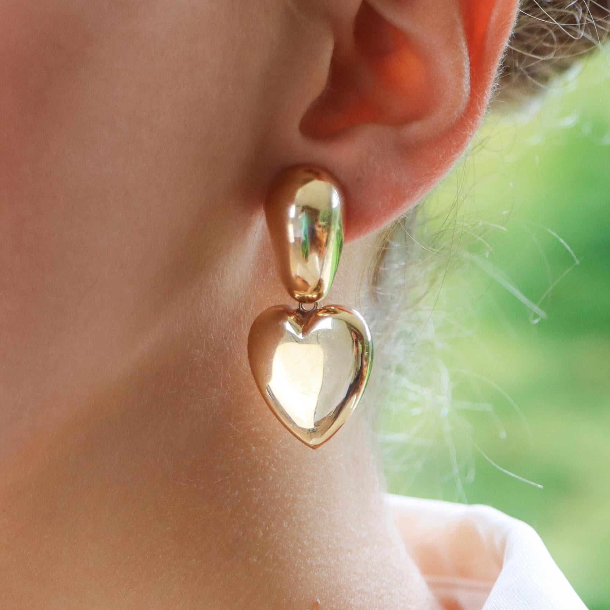 rose gold heart drop earrings