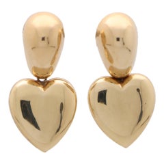 Vintage Retro Heart Drop Earrings Set in 9k Rose Gold