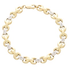 Vintage Retro inspiriertes Vintage-Diamant-Gliederarmband aus 14k Gelb- und Weißgold