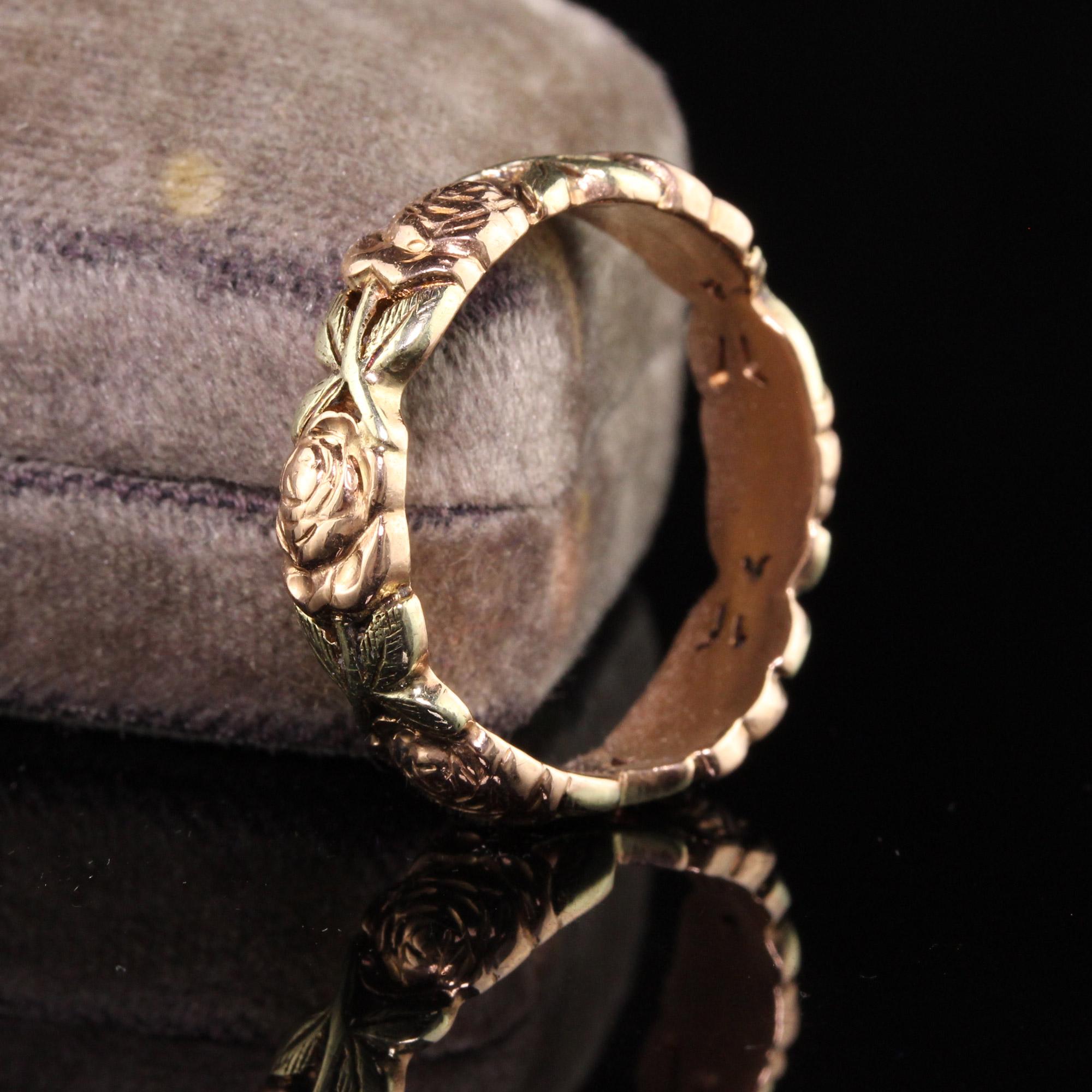 Vintage Retro Jabel 14K Rose und Gelbgold Rose Muster Ehering im Zustand „Gut“ in Great Neck, NY