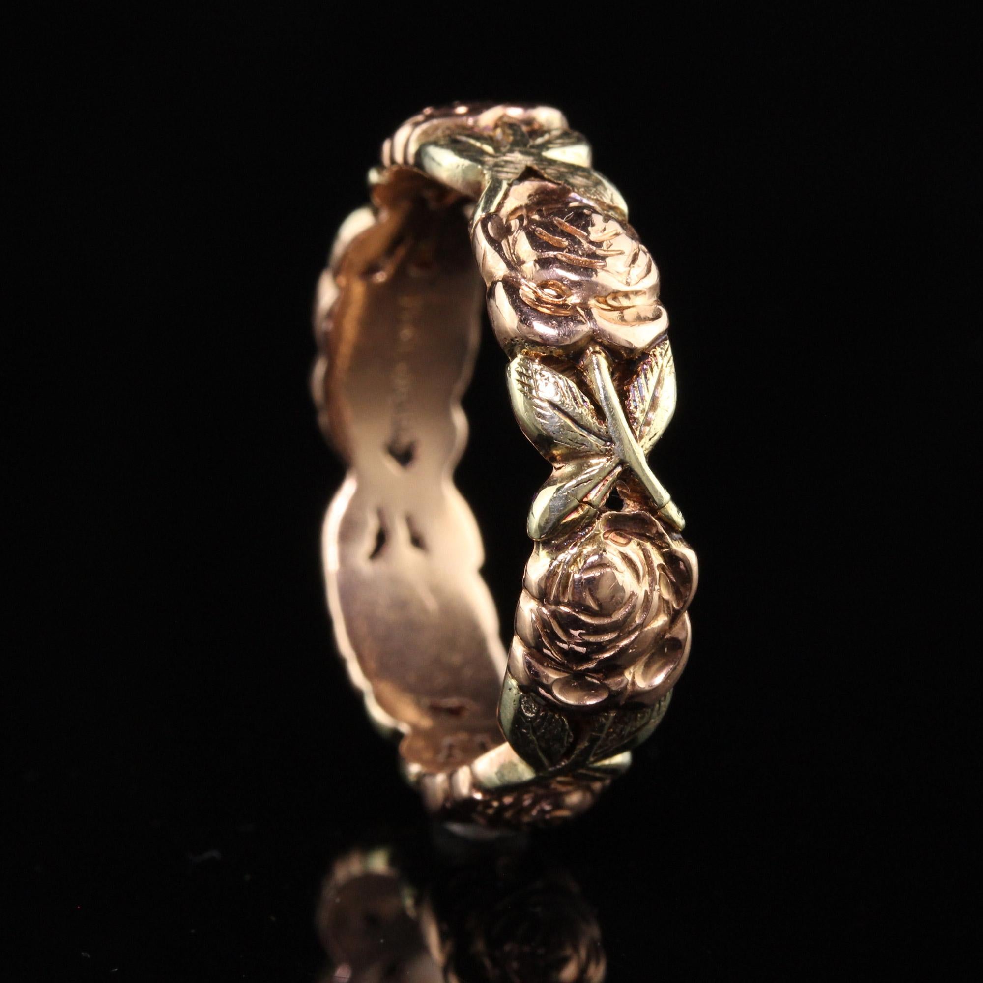 Vintage Retro Jabel 14K Rose und Gelbgold Rose Muster Ehering 1