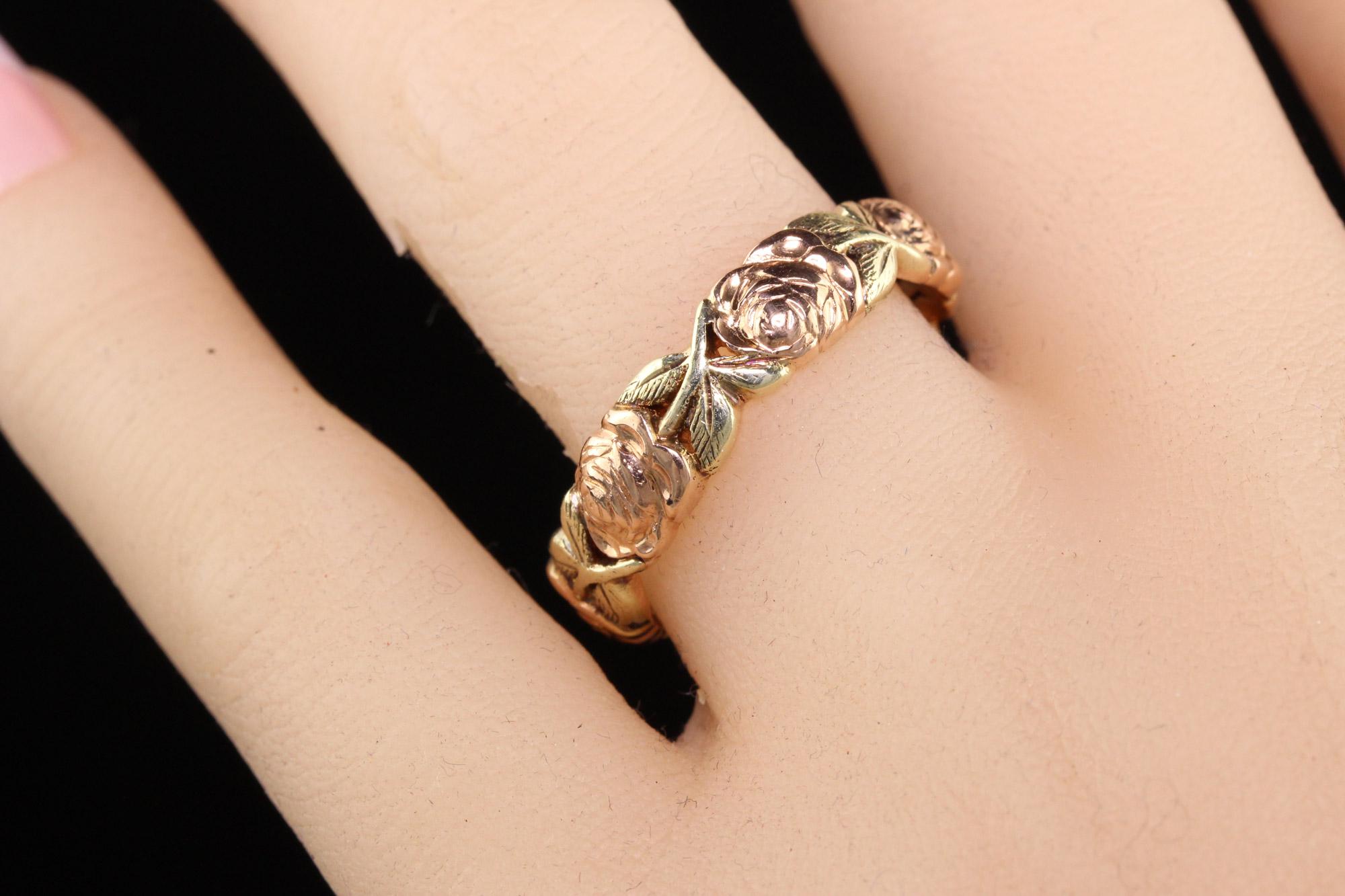 Vintage Retro Jabel 14K Rose und Gelbgold Rose Muster Ehering 2