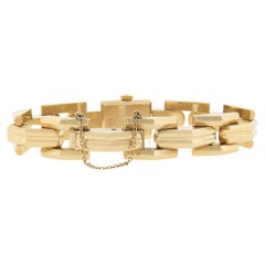 Vintage Retro Ladies Waltham 14k Gold Fancy Pyramid Faceted Link Watch Bracelet