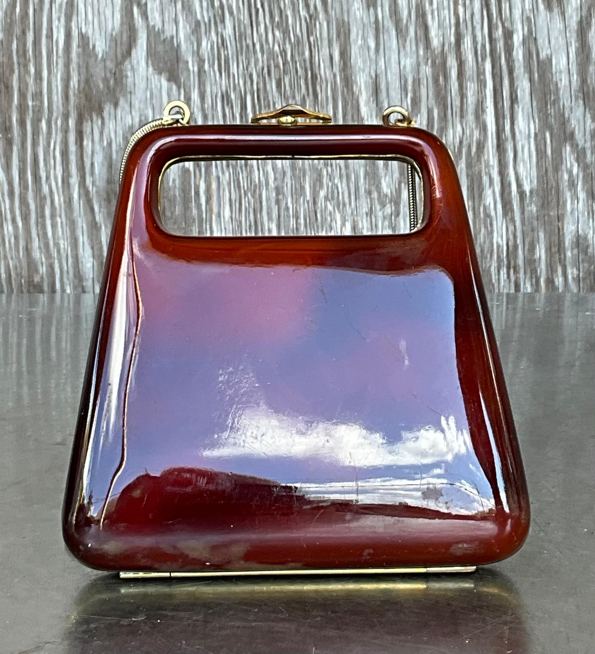 Vintage Retro Lucite Clutch In Good Condition For Sale In Lake Worth Beach, FL