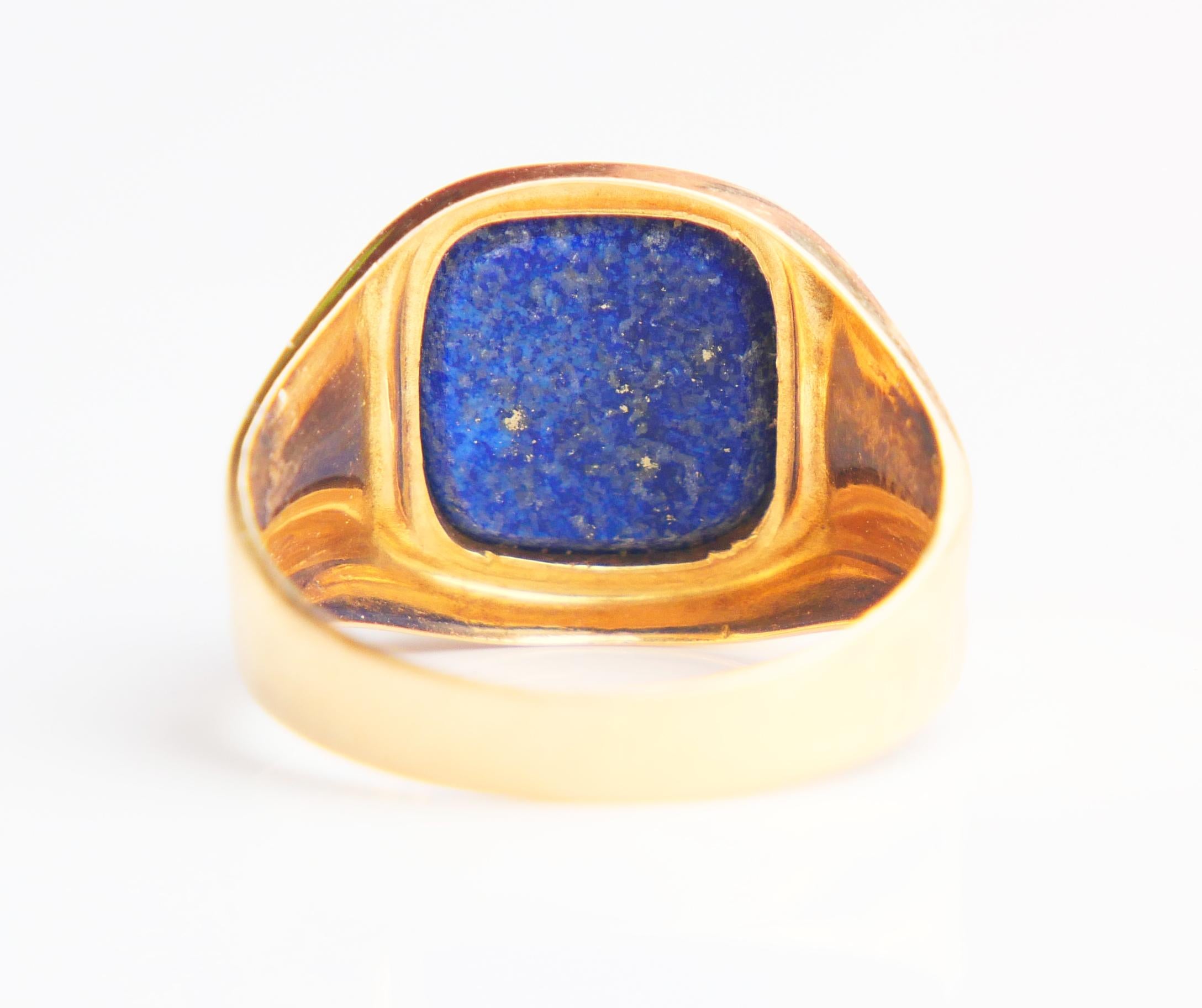 Vintage Retro Men Ring Lapis Lazuli solid 18K Yellow Gold Ø 9.25 US / 4.5 gr 6
