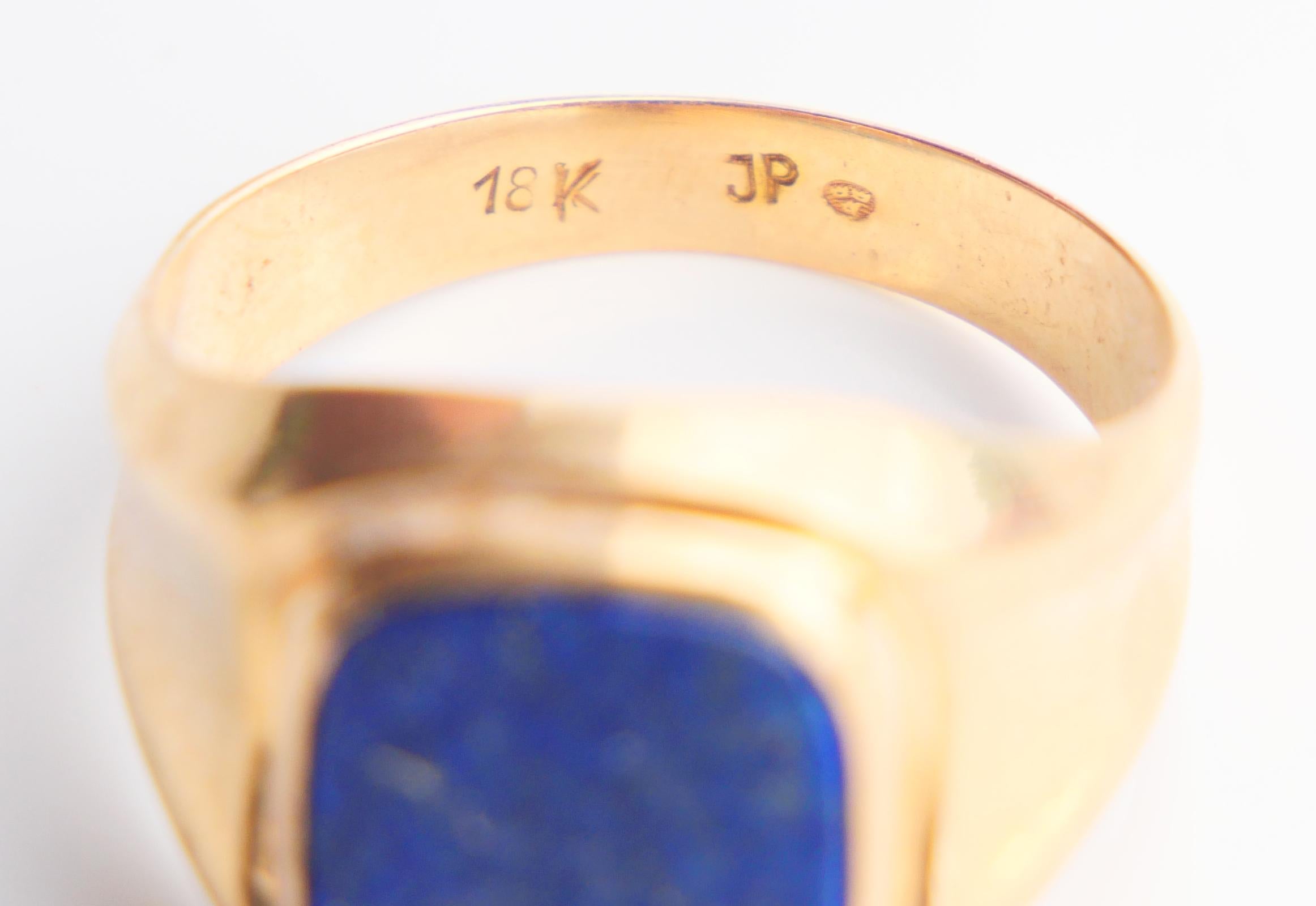 Vintage Retro Men Ring Lapis Lazuli solid 18K Yellow Gold Ø 9.25 US / 4.5 gr 9