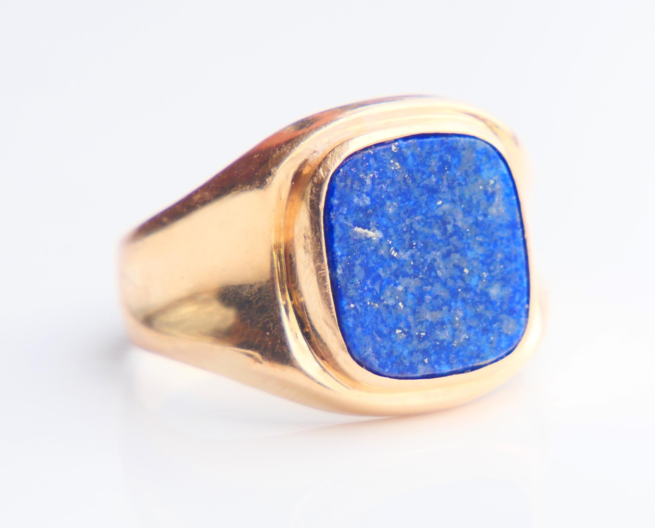 Vintage Retro Men Ring Lapis Lazuli solid 18K Yellow Gold Ø 9.25 US / 4.5 gr 5