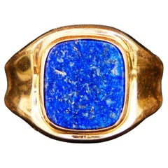 Vintage Retro Männer Ring Lapis Lazuli massiv 18K Gelbgold Ø 9.25 US / 4.5 gr