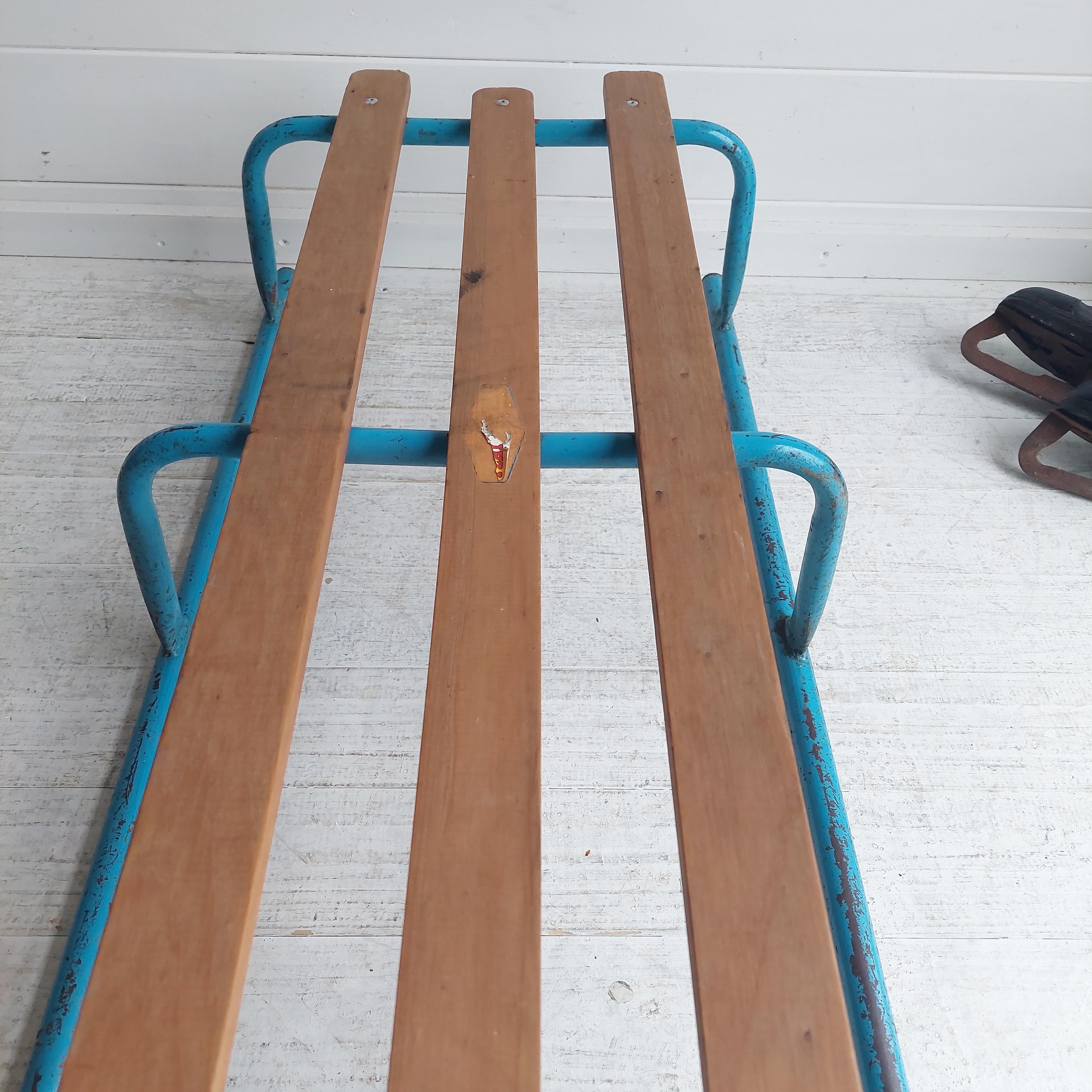 Vintage Retro  Metal & Wooden Slatted Play Way Sledge, 60 For Sale 6
