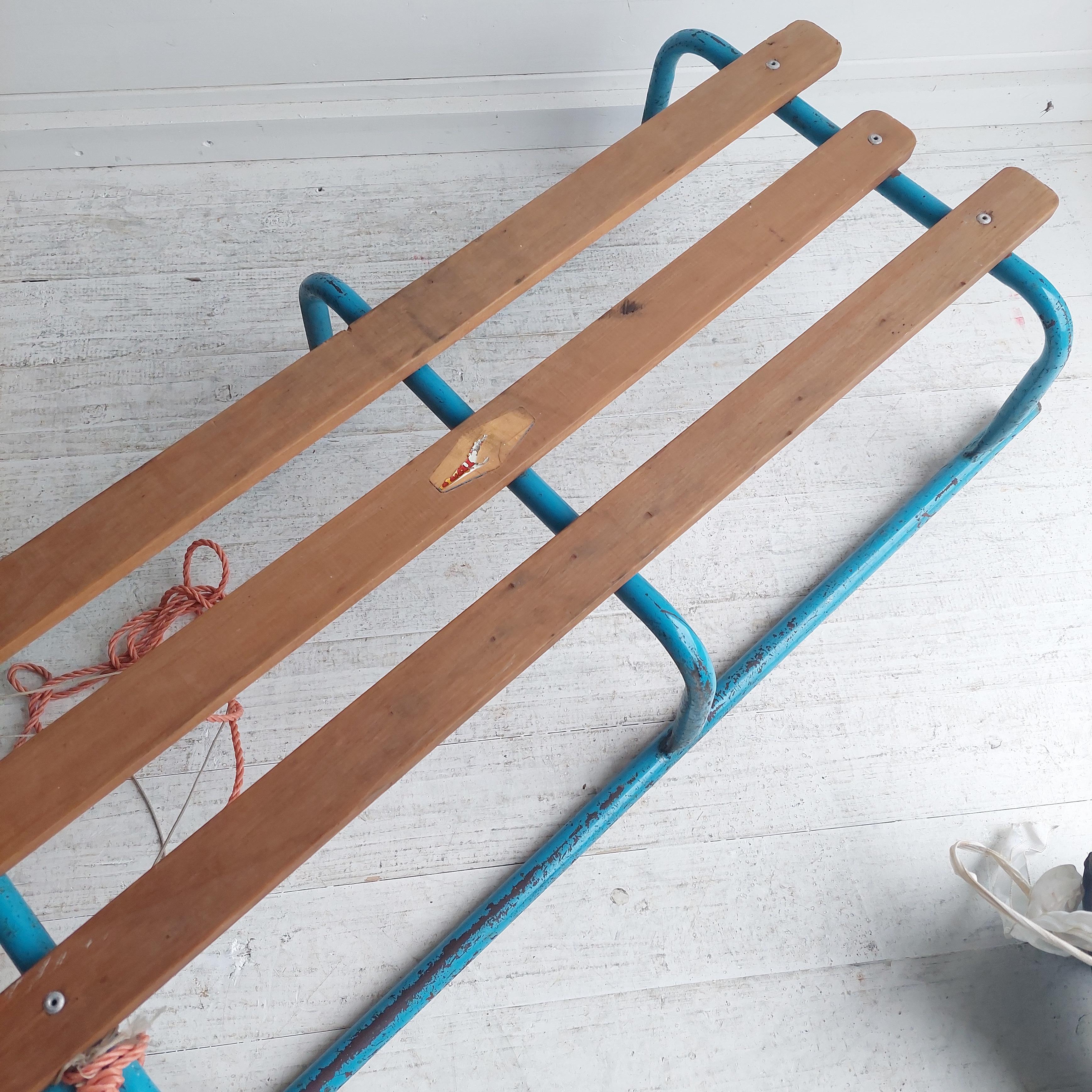 Vintage Retro  Metal & Wooden Slatted Play Way Sledge, 60 For Sale 7
